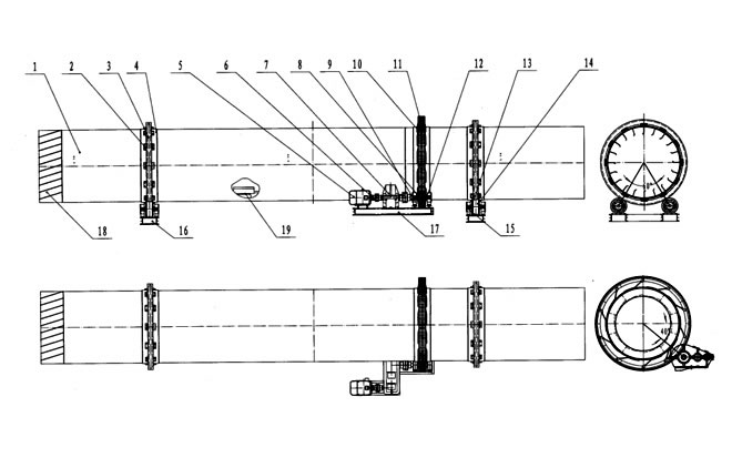 回轉滾筒烘干機結構圖 回轉滾筒烘干機結構圖